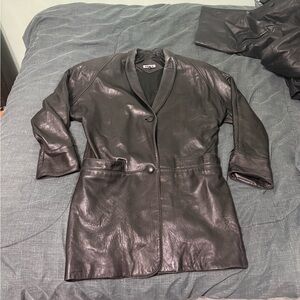 Oversized Black Leather Jacket for Women